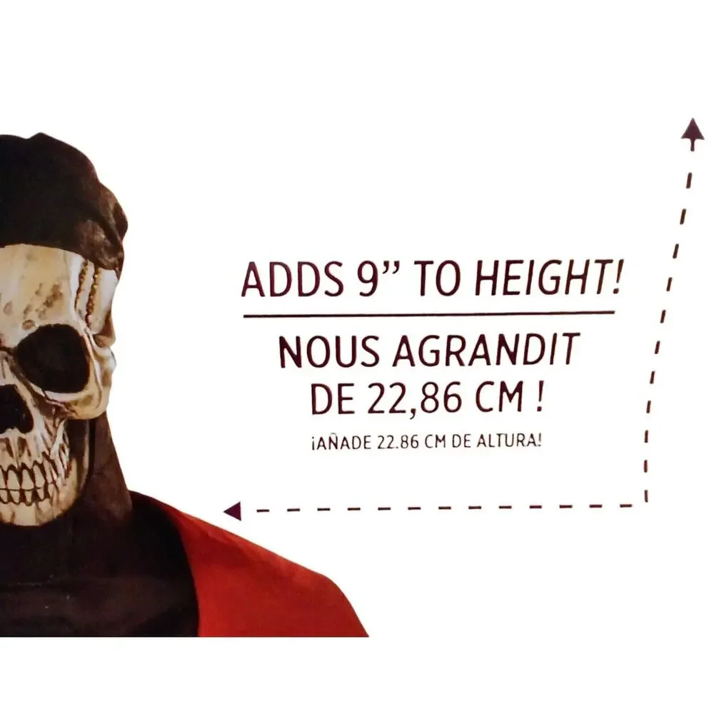 Skeleton Pirate Costume CHILD Sz XL 14-16 Illusion 9 INCHES TALLER Halloween